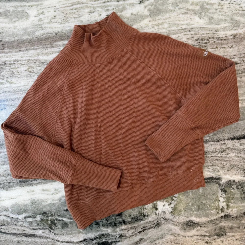 Alo Yoga Waffle Knit Weekend Escape Cowl Neck Sweater